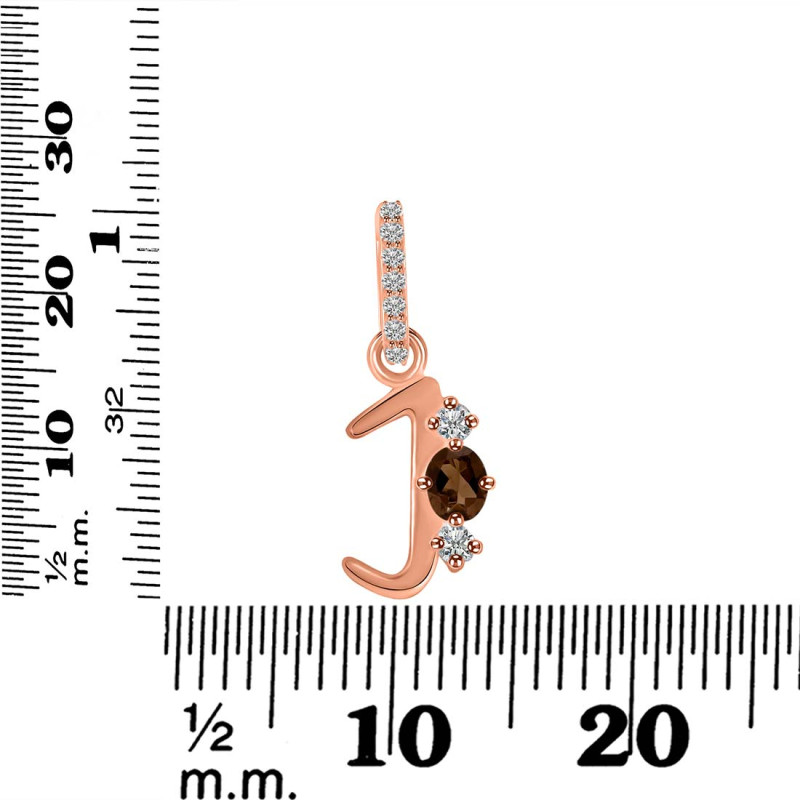Smoky & White Topaz Alphabet J Pendant SMY-RDA-88.