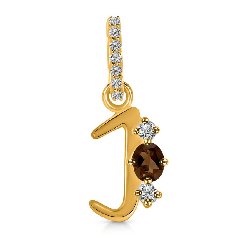 Smoky & White Topaz Alphabet J Pendant SMY-RDA-88.