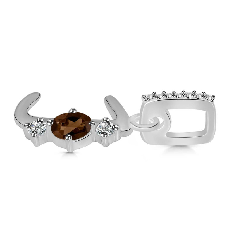 Smoky & White Topaz Alphabet J Pendant