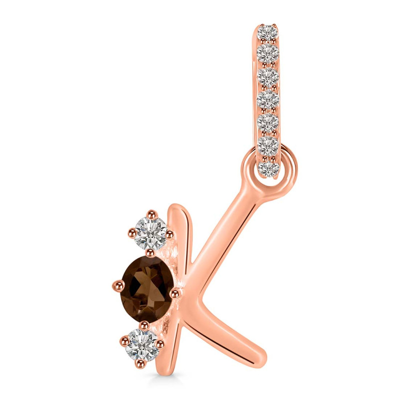 Smoky & White Topaz Alphabet K Pendant SMY-RDA-89.