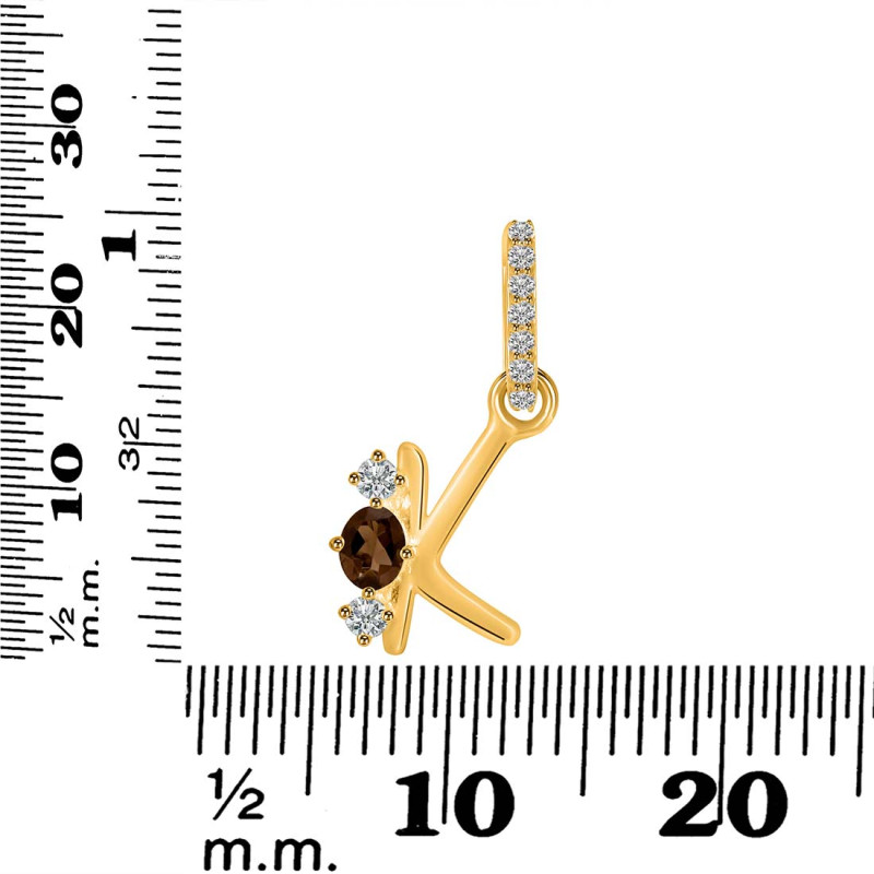 Smoky & White Topaz Alphabet K Pendant SMY-RDA-89.