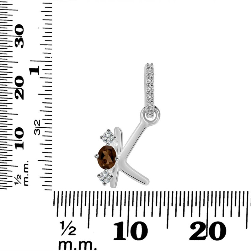 Smoky & White Topaz Alphabet K Pendant SMY-RDA-89.