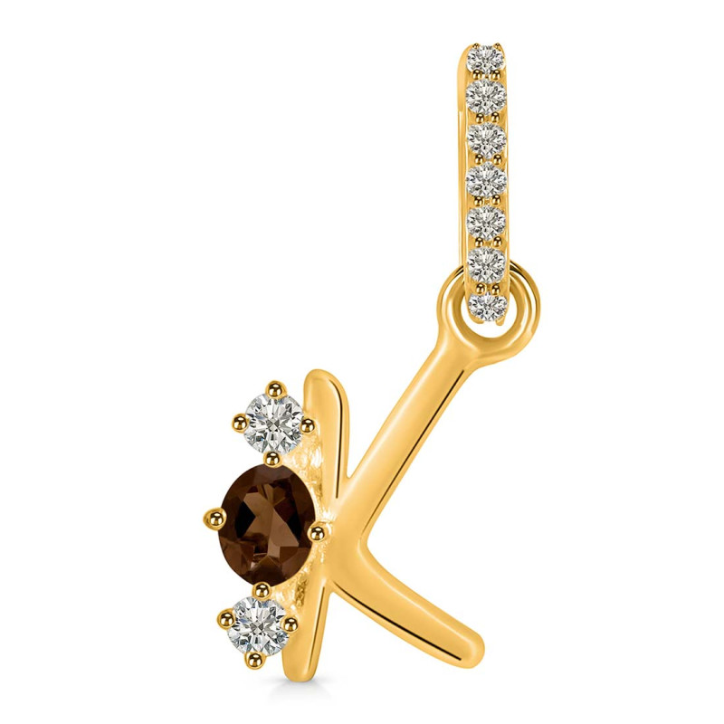 Smoky & White Topaz Alphabet K Pendant SMY-RDA-89.