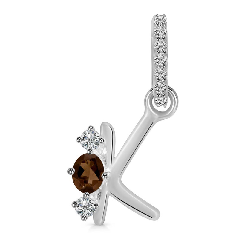 Smoky & White Topaz Alphabet K Pendant SMY-RDA-89.