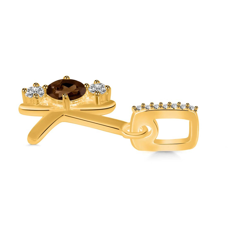Smoky & White Topaz Alphabet K Pendant SMY-RDA-89.