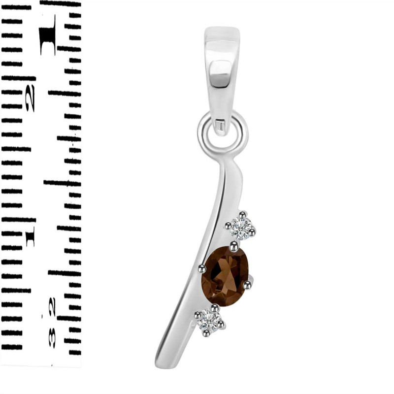 Smoky & White Topaz Alphabet I Pendant SMY-RDA-9.