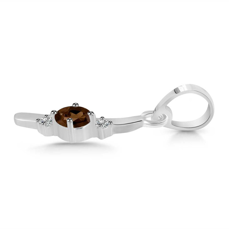 Smoky & White Topaz Alphabet I Pendant