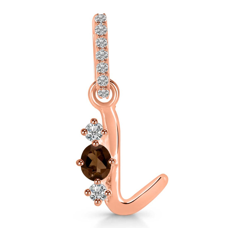 Smoky & White Topaz Alphabet L Pendant SMY-RDA-90.