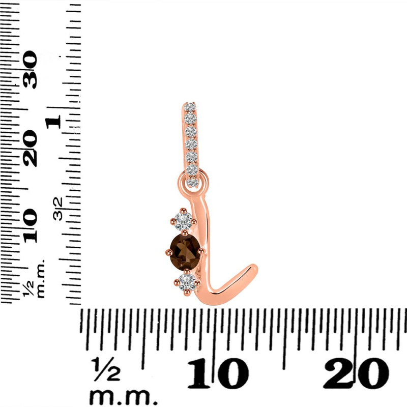 Smoky & White Topaz Alphabet L Pendant SMY-RDA-90.