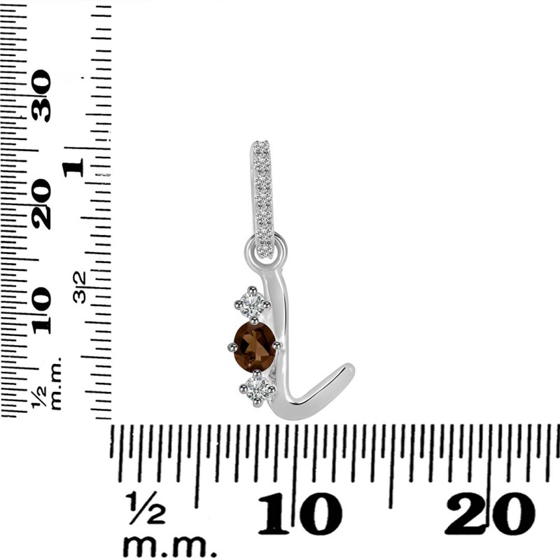 Smoky & White Topaz Alphabet L Pendant SMY-RDA-90.