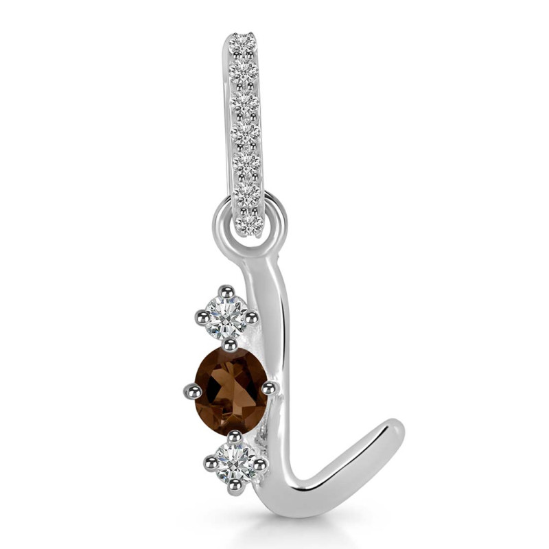 Smoky & White Topaz Alphabet L Pendant SMY-RDA-90.