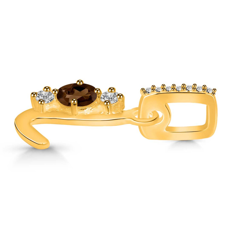 Smoky & White Topaz Alphabet L Pendant SMY-RDA-90.