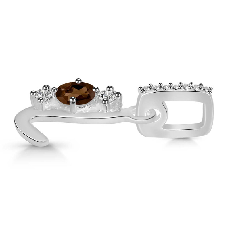 Smoky & White Topaz Alphabet L Pendant
