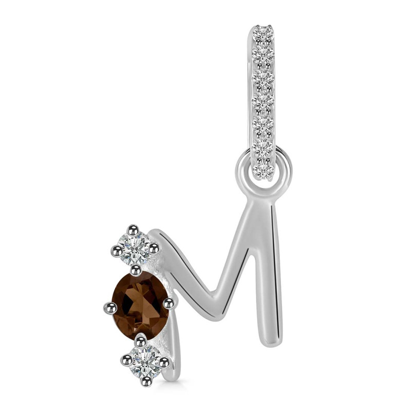 Smoky & White Topaz Alphabet M Pendant SMY-RDA-91.