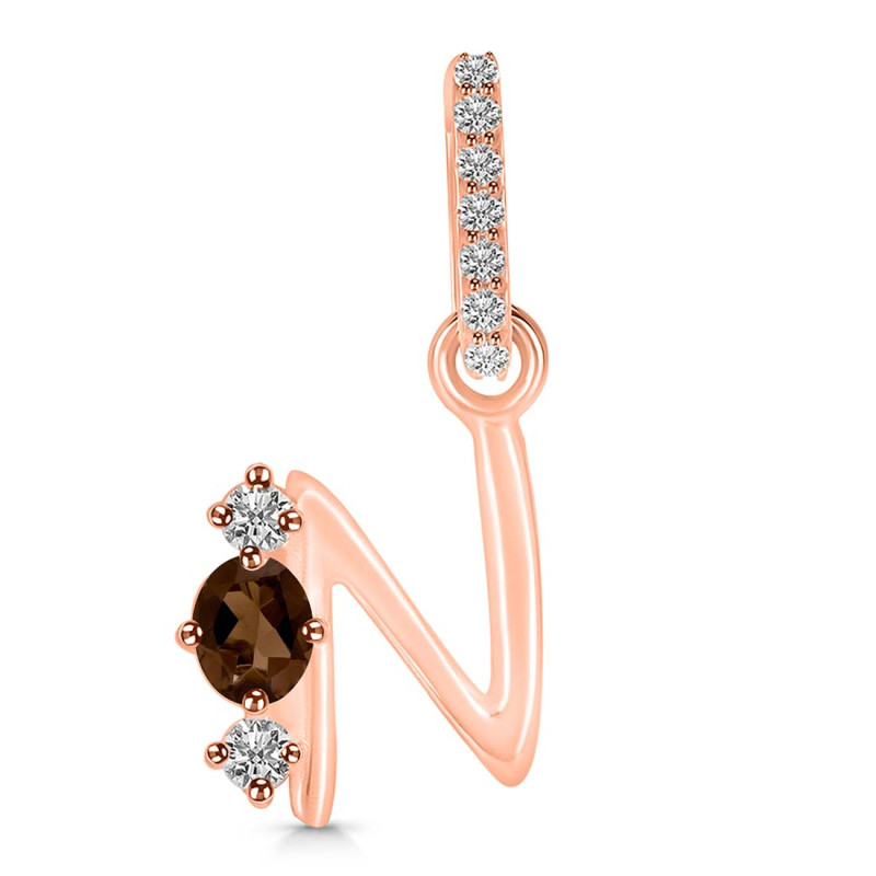 Smoky & White Topaz Alphabet N Pendant SMY-RDA-92.