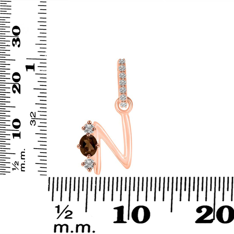 Smoky & White Topaz Alphabet N Pendant SMY-RDA-92.
