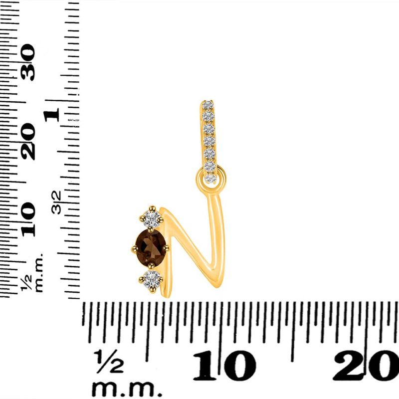 Smoky & White Topaz Alphabet N Pendant SMY-RDA-92.