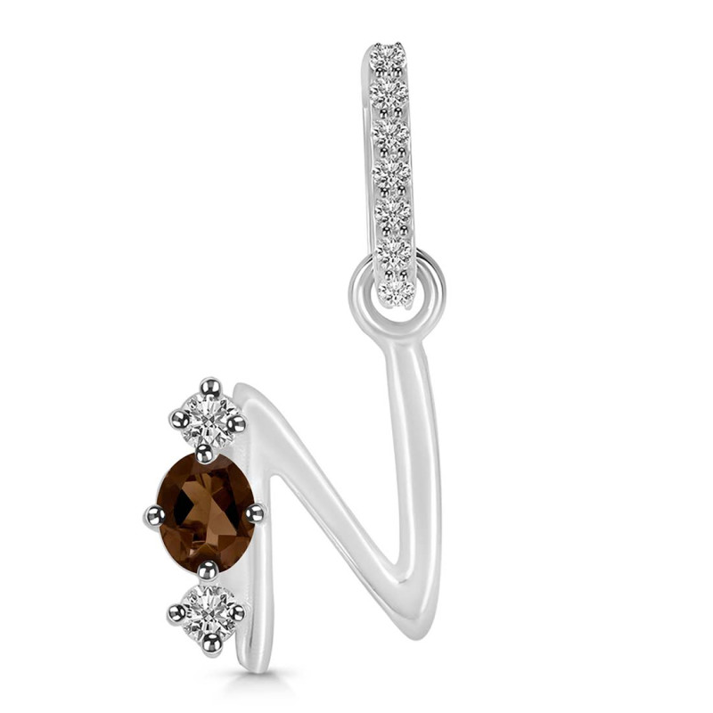 Smoky & White Topaz Alphabet N Pendant SMY-RDA-92.