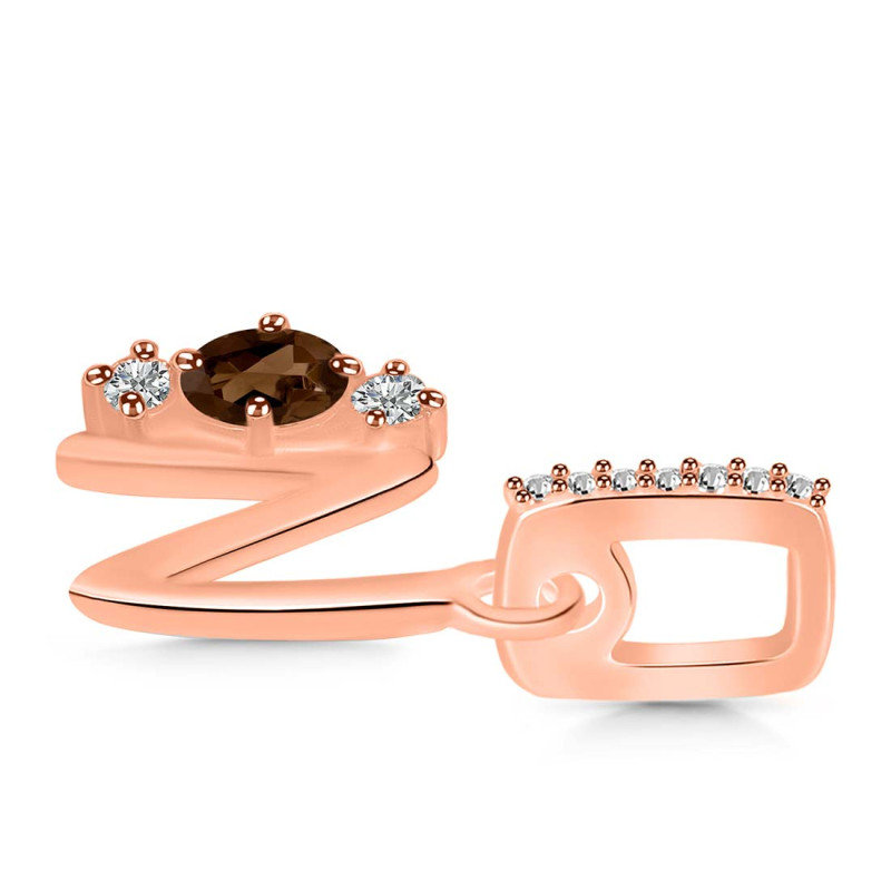 Smoky & White Topaz Alphabet N Pendant SMY-RDA-92.