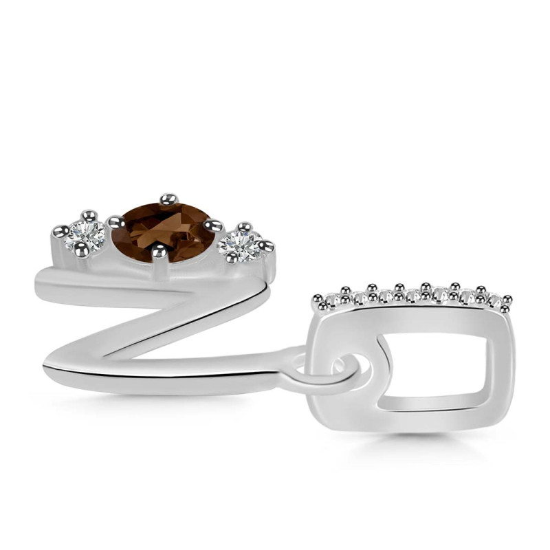 Smoky & White Topaz Alphabet N Pendant