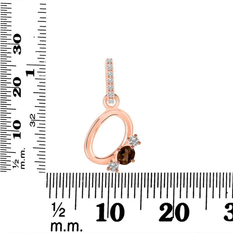 Smoky & White Topaz Alphabet O Pendant SMY-RDA-93.