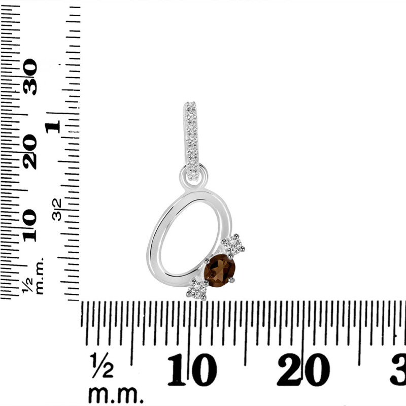 Smoky & White Topaz Alphabet O Pendant SMY-RDA-93.