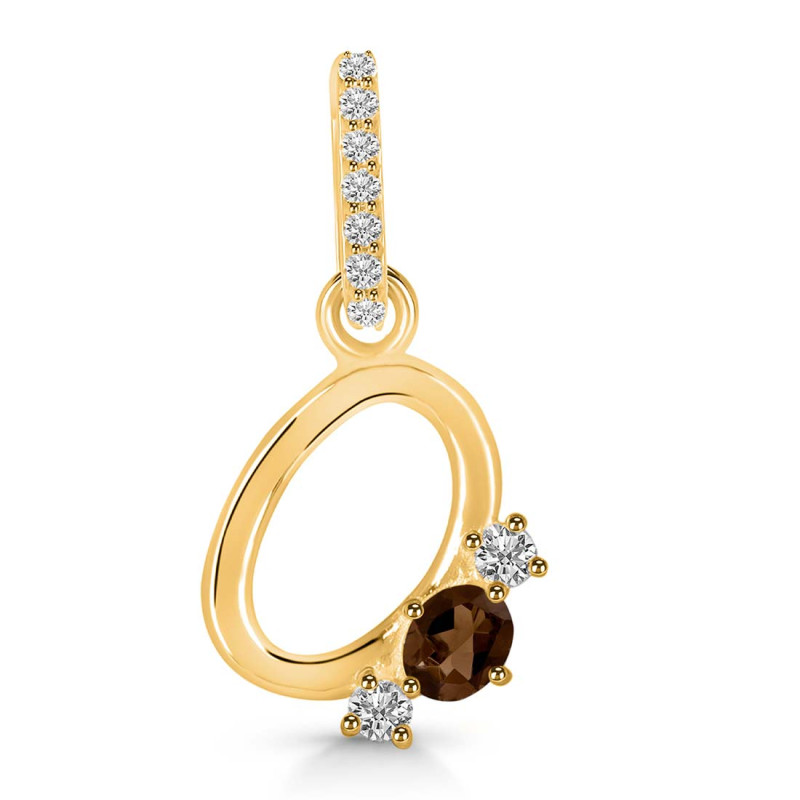 Smoky & White Topaz Alphabet O Pendant SMY-RDA-93.