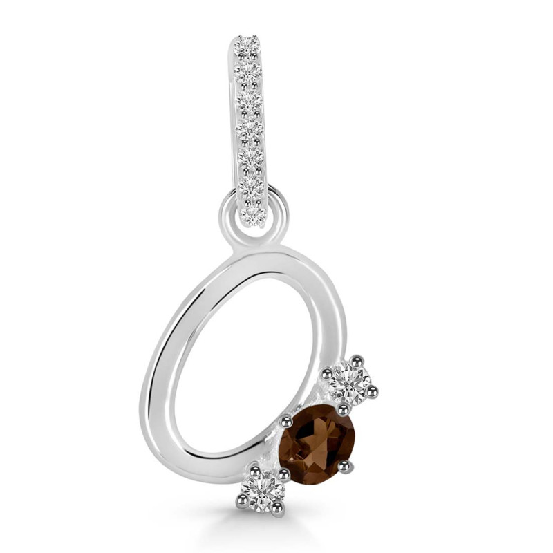 Smoky & White Topaz Alphabet O Pendant SMY-RDA-93.