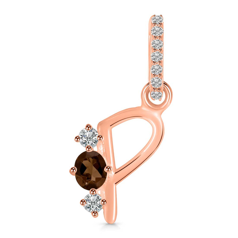 Smoky & White Topaz Alphabet P Pendant SMY-RDA-94.