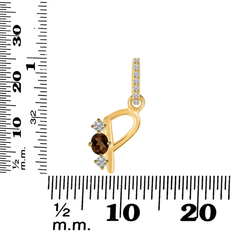 Smoky & White Topaz Alphabet P Pendant SMY-RDA-94.