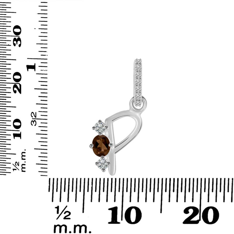 Smoky & White Topaz Alphabet P Pendant SMY-RDA-94.