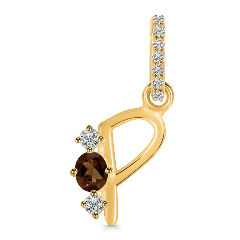 Smoky & White Topaz Alphabet P Pendant SMY-RDA-94.