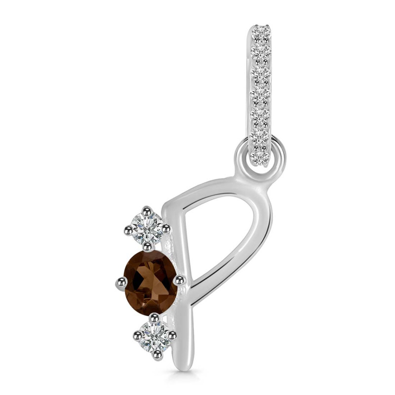 Smoky & White Topaz Alphabet P Pendant SMY-RDA-94.