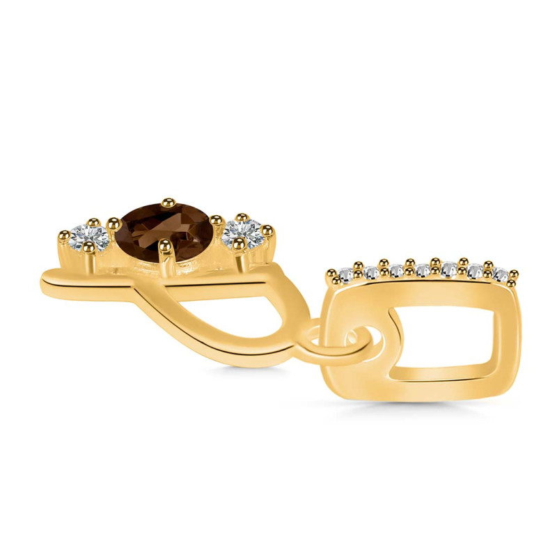 Smoky & White Topaz Alphabet P Pendant SMY-RDA-94.