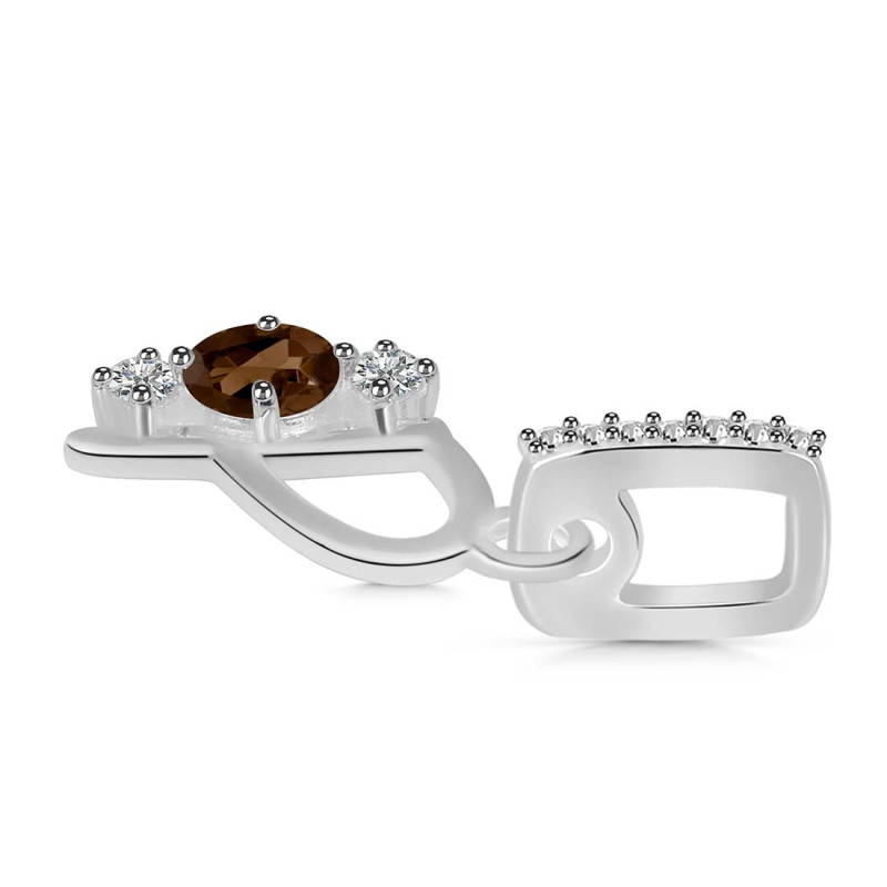 Smoky & White Topaz Alphabet P Pendant