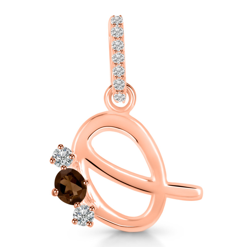 Smoky & White Topaz Alphabet Q Pendant SMY-RDA-95.