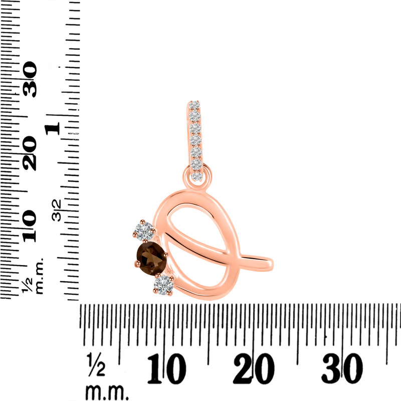 Smoky & White Topaz Alphabet Q Pendant SMY-RDA-95.