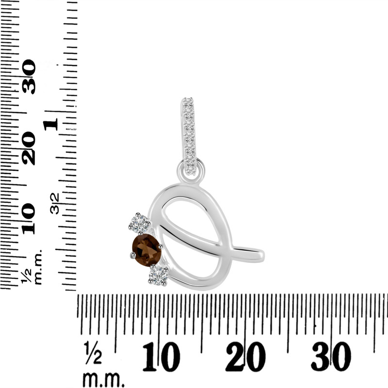 Smoky & White Topaz Alphabet Q Pendant SMY-RDA-95.