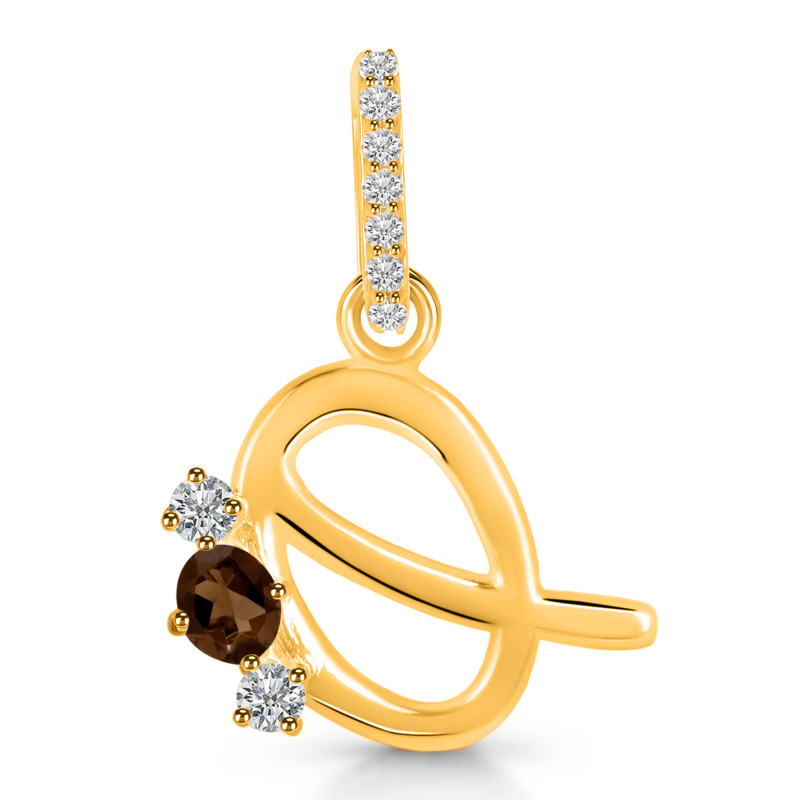 Smoky & White Topaz Alphabet Q Pendant SMY-RDA-95.
