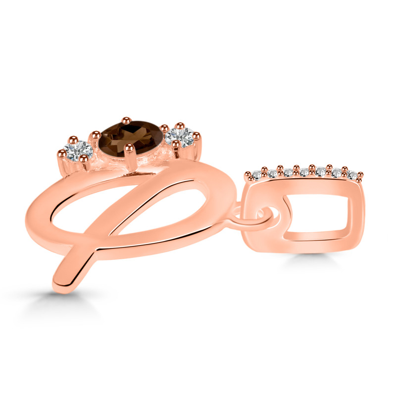 Smoky & White Topaz Alphabet Q Pendant SMY-RDA-95.