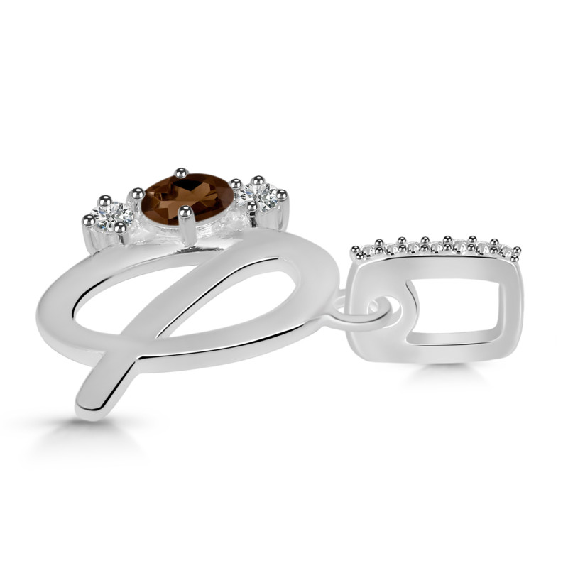 Smoky & White Topaz Alphabet Q Pendant