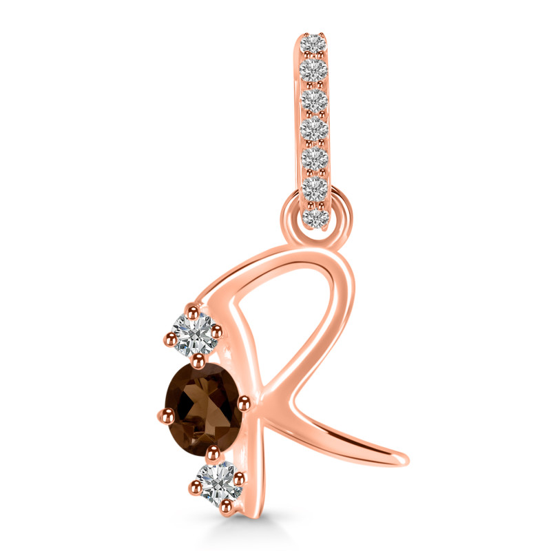 Smoky & White Topaz Alphabet R Pendant SMY-RDA-96.