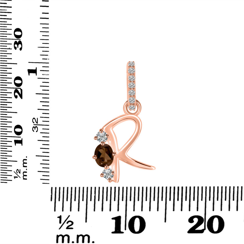 Smoky & White Topaz Alphabet R Pendant SMY-RDA-96.