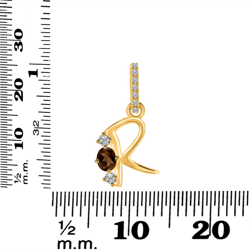 Smoky & White Topaz Alphabet R Pendant SMY-RDA-96.