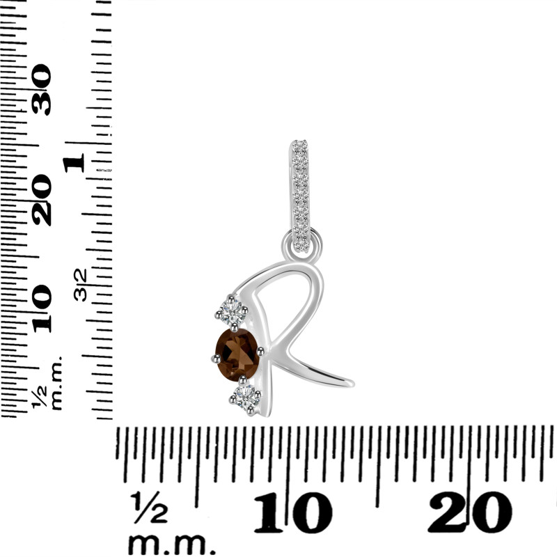Smoky & White Topaz Alphabet R Pendant SMY-RDA-96.