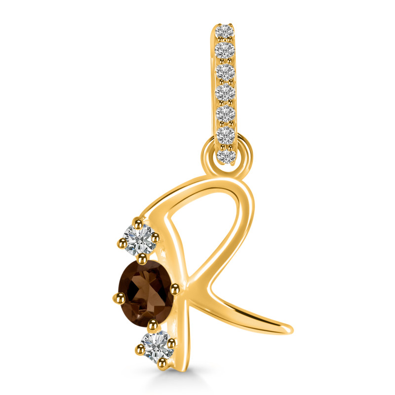 Smoky & White Topaz Alphabet R Pendant SMY-RDA-96.
