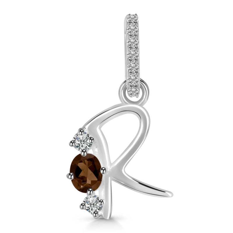 Smoky & White Topaz Alphabet R Pendant SMY-RDA-96.