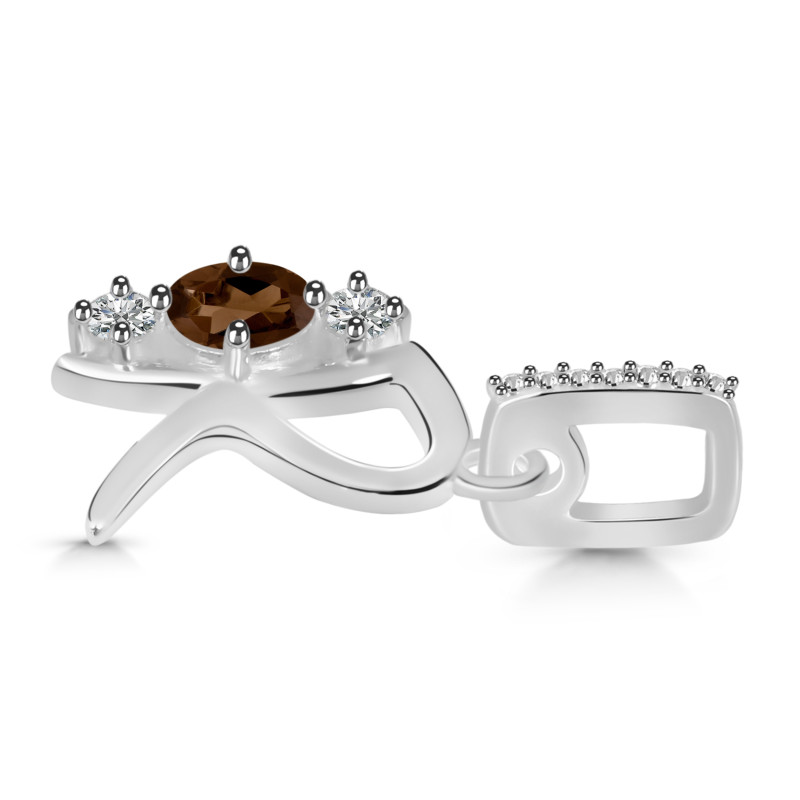 Smoky & White Topaz Alphabet R Pendant