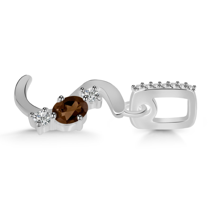 Smoky & White Topaz Alphabet S Pendant