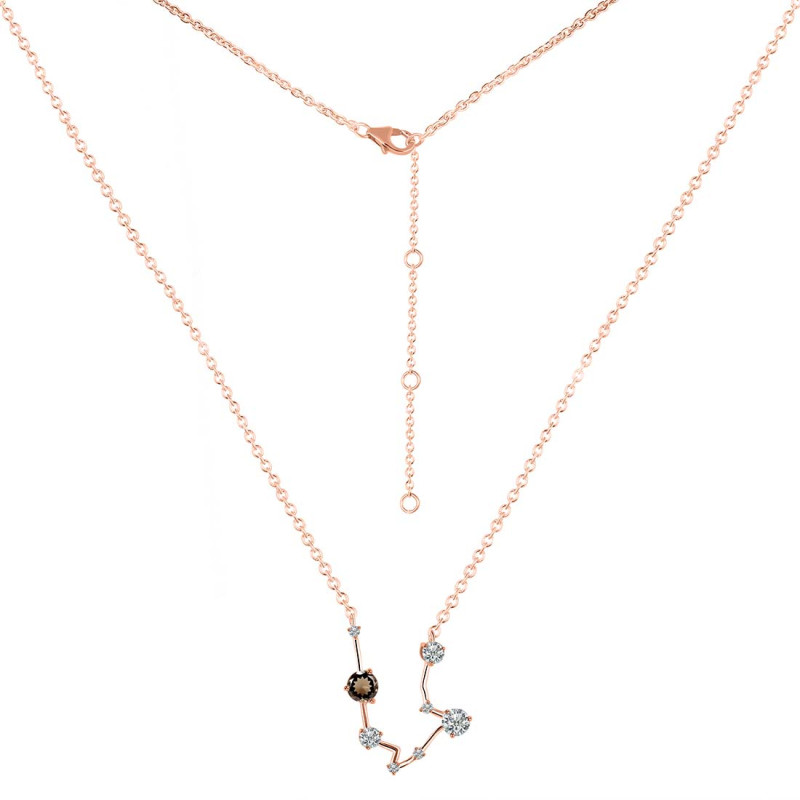 Aquarius Zodiac Star Constellation Smoky & White Topaz Necklace SMY-RDN-487.
